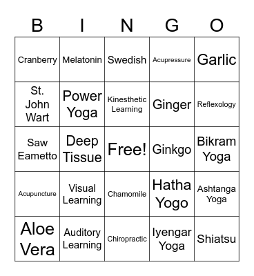 Cam Therapy (F&P) Bingo Card
