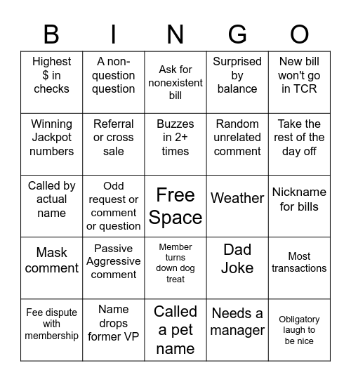 BS BINGO Card