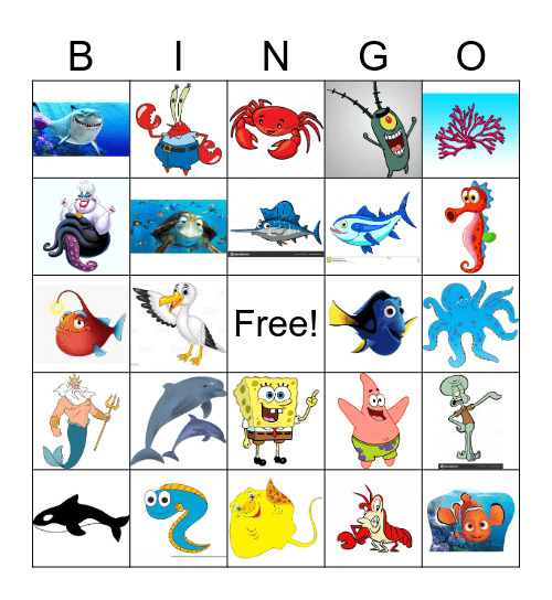 Sealife Bingo Card