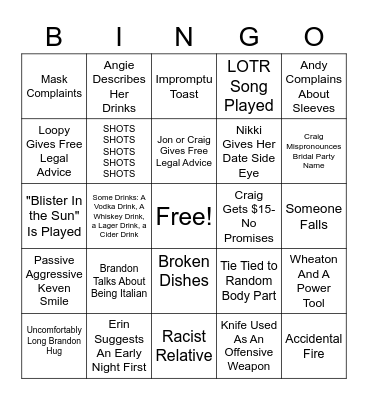 Wedding Bingo Card