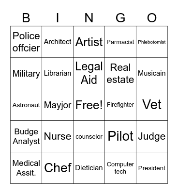 Careers Bingo Card