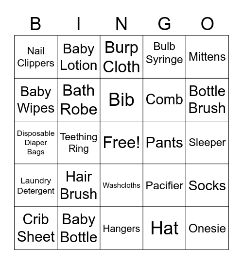 Baby Pierre's 1st BINGO Game Bingo Card