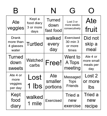 Tops 1118 Bingo Card