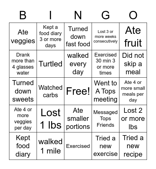 Tops 1118 Bingo Card