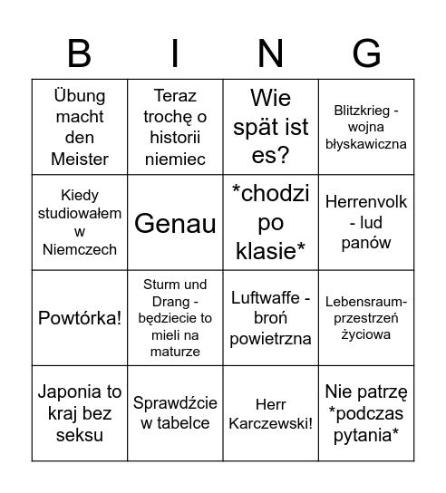 Der Beste Lehrer Bingo Card