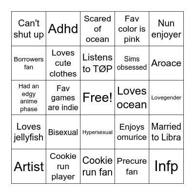 Nun mod bingo Card