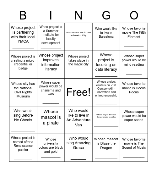 Find Someone Who: 21st Century COG Edition Bingo Card