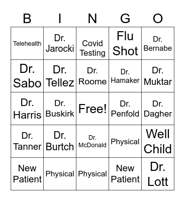 HCHN Bingo Card