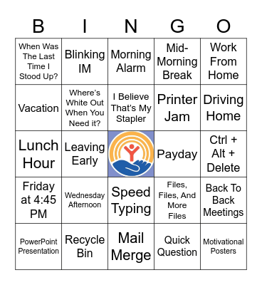 Just Another Day At Work 2021 United Way Fundraiser Bingo Card
