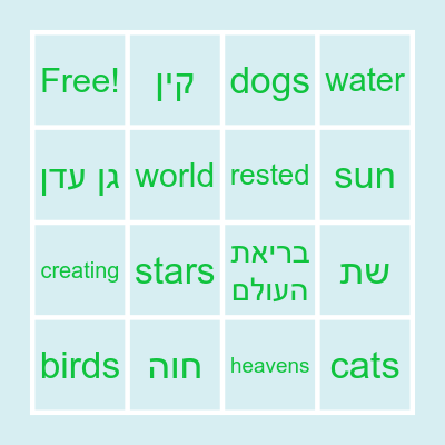 Beresheet Bingo Card