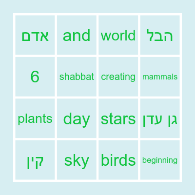 Beresheet Bingo Card