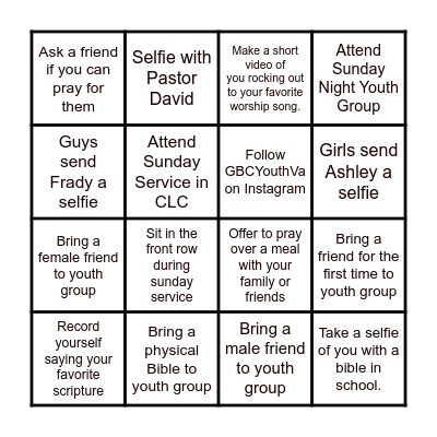 GBC Youth October 21 Bingo Card
