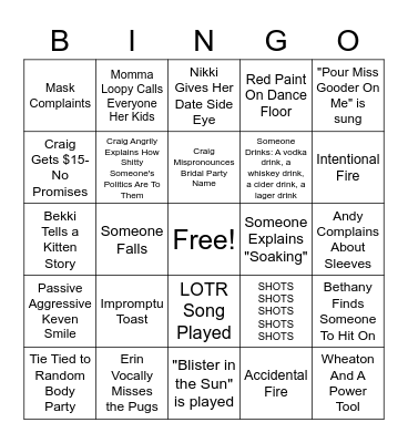 Wedding Bingo Card