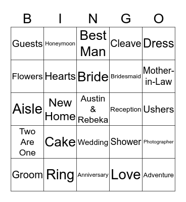 Bridal Bingo Card