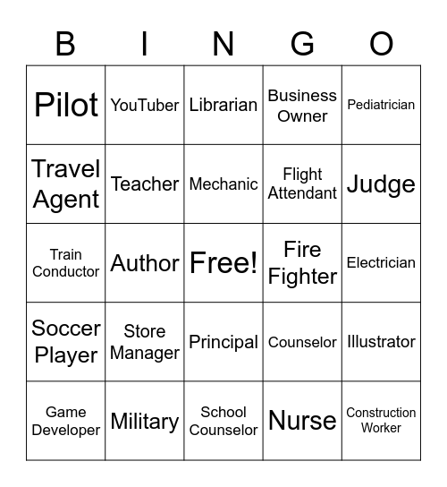 Career Bingo Card