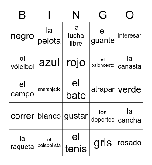 Los Deportes Bingo Card