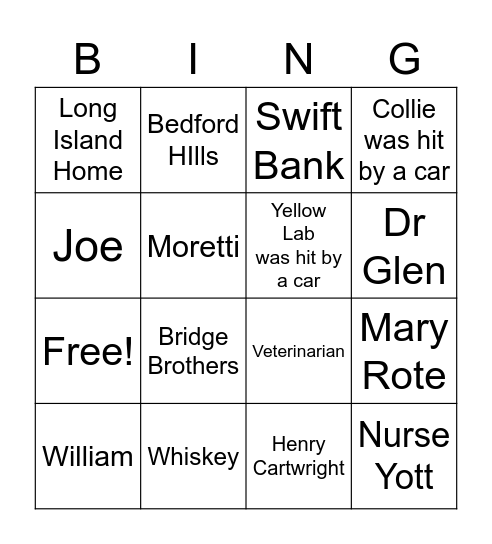 WHAT SHE LEFT BEHIND PART 2 Bingo Card