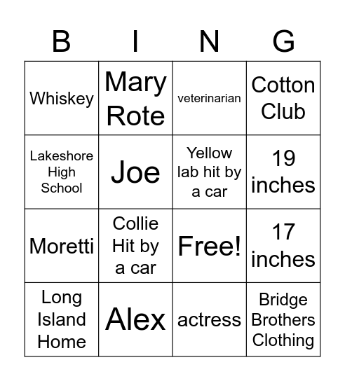 What She Left Behind 2 Bingo Card