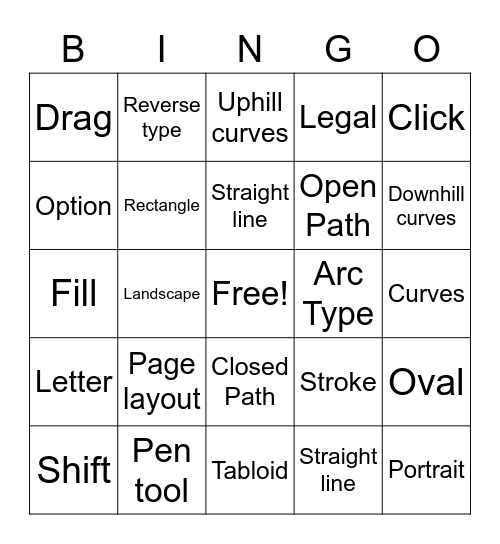 InDesign Terms Bingo Card