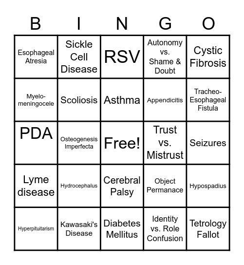 Pedi Final Bingo Card