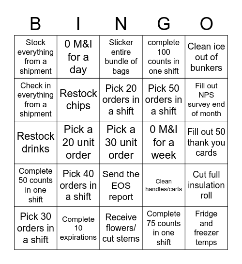 Bingo NAS-1 Bingo Card