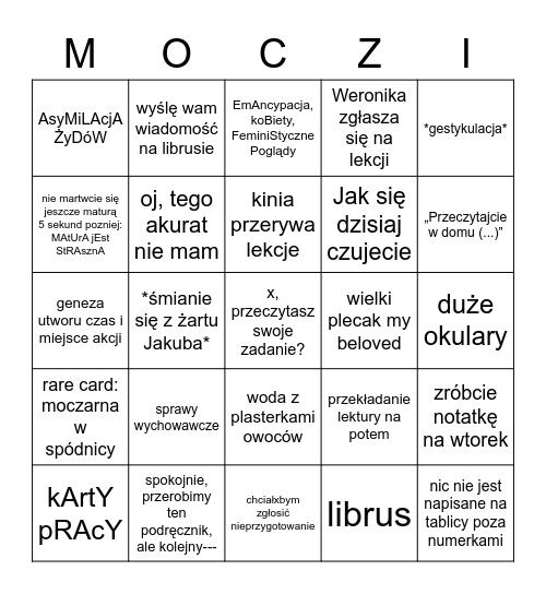 Język polski Bingo Card