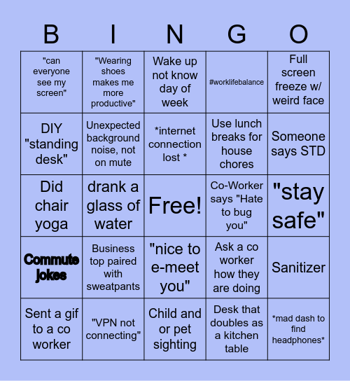 WFH BINGO! Bingo Card