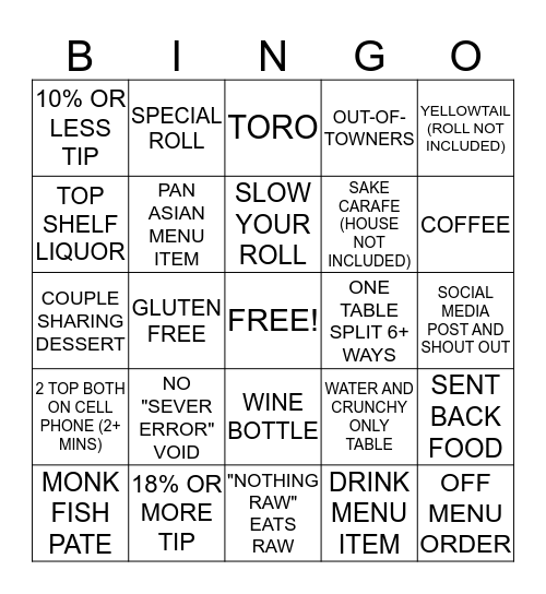 SATURDAY APRIL 25th Bingo Card