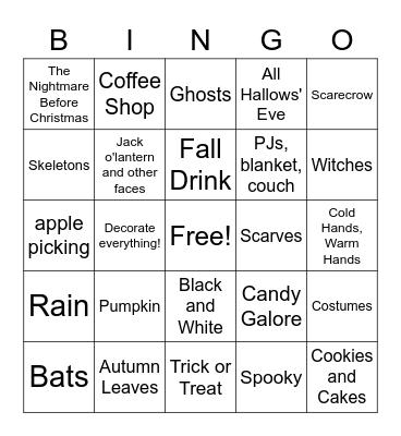 Coldflash Bingoween 2021 Bingo Card