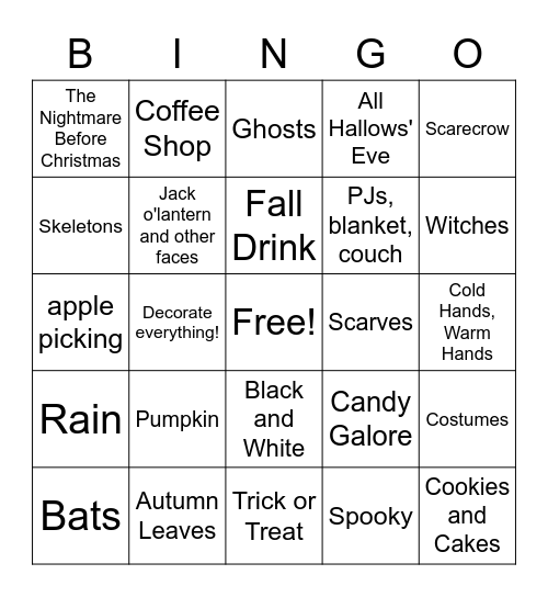 Coldflash Bingoween 2021 Bingo Card