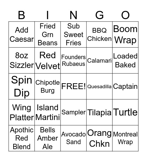 CHEERS BINGO Card