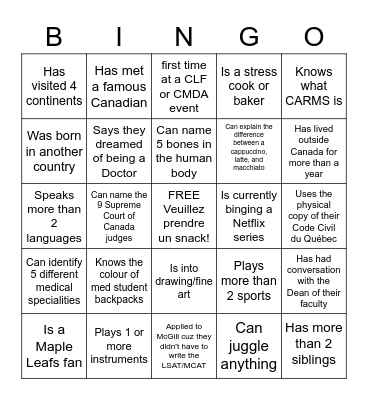 MedLaw Mixer Bingo Card
