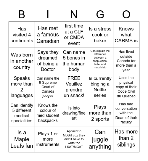 MedLaw Mixer Bingo Card