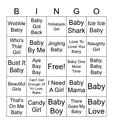 ROCK A BABY GIRL Bingo Card