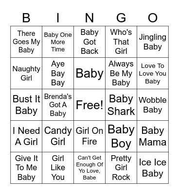 ROCK A BABY GIRL Bingo Card