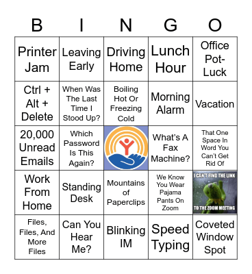 Just Another Day At Work 2021 United Way Fundraiser Bingo Card