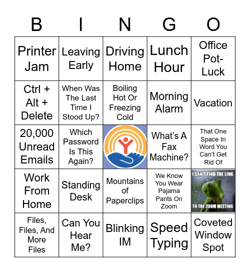 Just Another Day At Work 2021 United Way Fundraiser Bingo Card