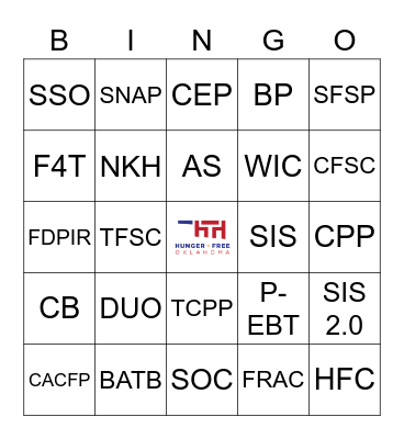 HFO Program Terms Bingo Card