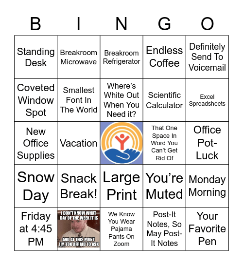 Just Another Day At Work 2021 United Way Fundraiser Bingo Card