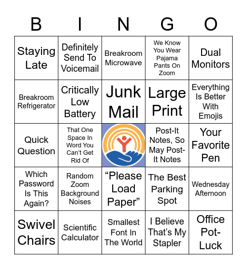 Just Another Day At Work 2021 United Way Fundraiser Bingo Card