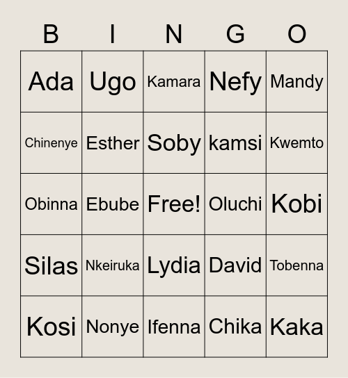 Aralus  and In-laws Bingo Card