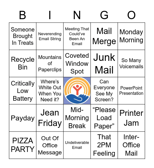 Just Another Day At Work 2021 United Way Fundraiser Bingo Card