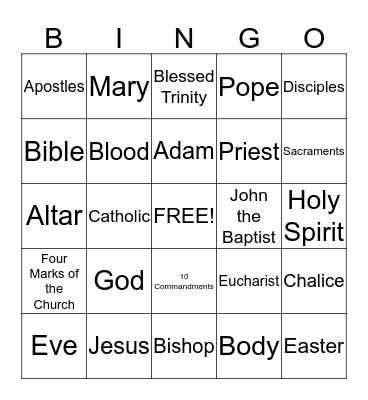 Sacramental Prep Year 1 Bingo Card