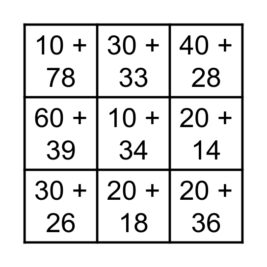 Partitioning Bingo Card