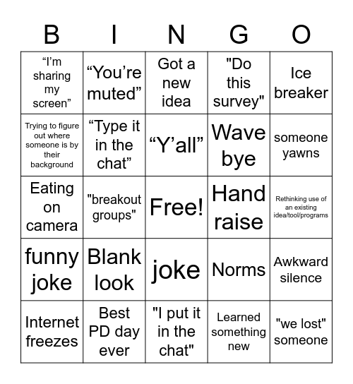 There's a PD for That Bingo Card