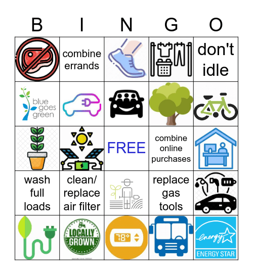 Blue Goes Green / Clean Air Day Bingo Card