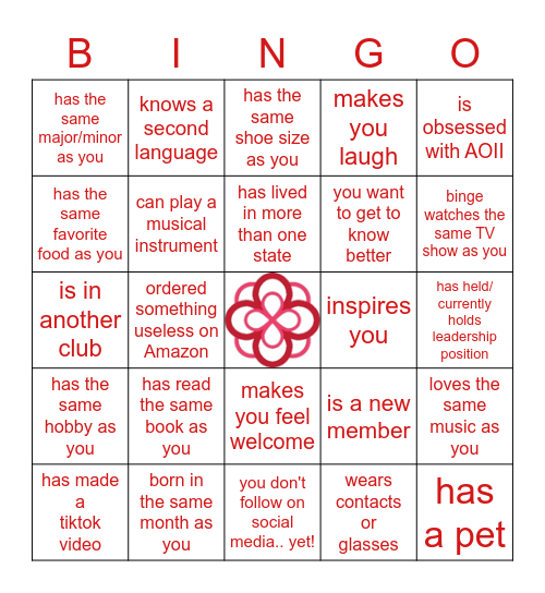 Find a Sister Who.. BINGO Card