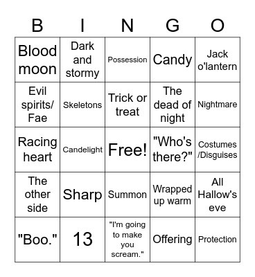 Moriavis bingoween Bingo Card