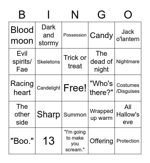 Moriavis bingoween Bingo Card