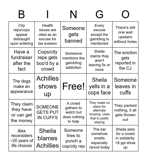 Apollo Eviction Day Bingo Card